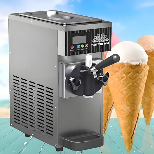 TozMvi Soft Serve Ice Cream Maker with Single Control,Commercial Ice Cream Machine,450W Single Flavor Commercial Soft Ice Cream Maker,Self Cleaning,High Productivity Grey