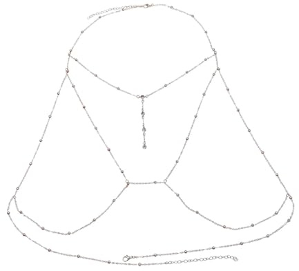 Body Chain - Collar para mujer, cadena para el cuerpo, para mujer, sexy, cadena de cintura, bikini, sujetador de capas, traje de baño, joyas de verano, color plateado