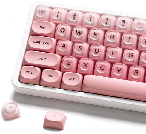 132 Keys PBT Keycaps, Jelly Keycaps Cute Custom Creamy Key caps MOA Profile for 61/68/84/87/98/100 Cherry Gateron MX Mechanical Keyboards, Pink