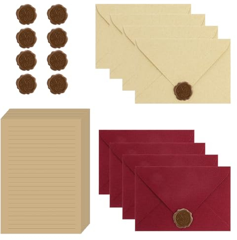 Smivyhp 36 Stück Vintage Briefpapier 16,5x11cm mit Umschlag für Liebesbrief | Retro Optik Design,Hochwertiges Papiermaterial,Komplettes Schreibset,Geeignet Für Liebesbriefe Einladungen