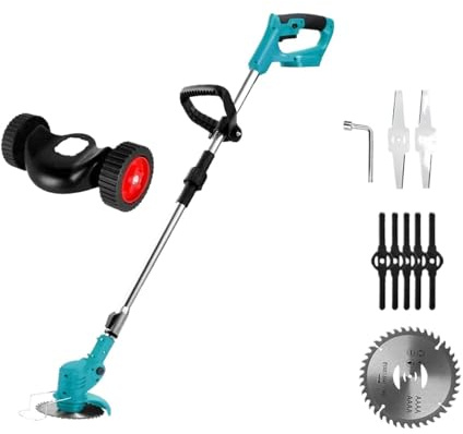 Cortadora De Césped Eléctrica De 1500 W Y 12 000 PRM, Cortadora De Césped Inalámbrica, Cortadora De Césped Plegable De Longitud Ajustable, Herramientas De Jardín Sin Batería Poda Eficaz