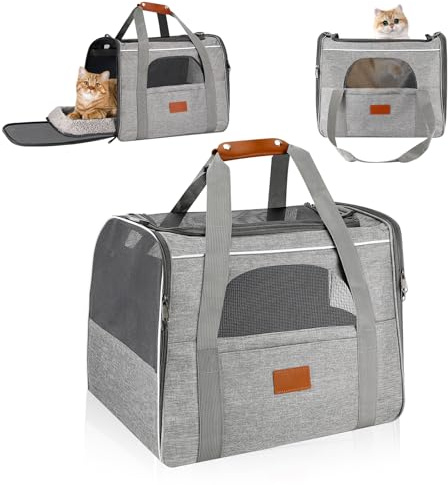 Lociban Borsa per il trasporto per gatti e cani, borsa per il trasporto di gatti, pieghevole, per gatti, cuccioli fino a 7 kg, trasportino per cani e gatti, treno, viaggi