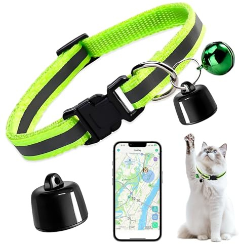 Mini Pet Tracker for Cats and Dogs, Smart GPS Cat Tracker, No Monthly Fee, No SIM Required, Compatible with iOS/Android, Global Tracking Device for All Cats Dogs and All Collars (B)