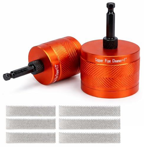 YOZAIUUI Metal Copper Pipe Cleaner Set: 1/2 & 3/4 Drill Tube Cleaning Brush with 6 Brush Blades for Copper Pipe Cleaning Polishing Paint and Rust Removal (15mm & 22mm)