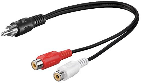 Audio Adapter | 20 cm | Cinch Stecker auf 2X Cinch Buchse | Stereo Y Adapter RCA Verbinder Chinch Laptop Tablet Smartphone | Schwarz