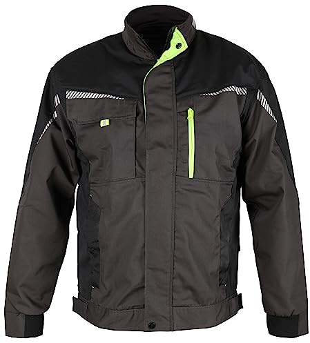 Stenso Prisma® - Giacca da Lavoro Multifunzione con Strisce Riflettenti - Slim Fit - Uomo - Grigio/Nero/Verde – 48 / M