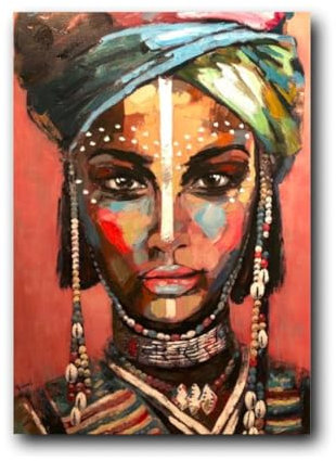 ELAFI® Poster DIN A3 Boho Deko Bild | Dekoration fürs Wohnzimmer oder Büro | Dekoposter, Geschenk, Kunstdruck | Ethno Stil Afrika | Frauenportrait