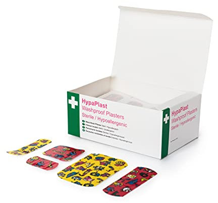 Safety First Aid Group HypaPlast Children's Washproof Plasters, Assorted (Pack of 100) Sterile Hypallergenic
