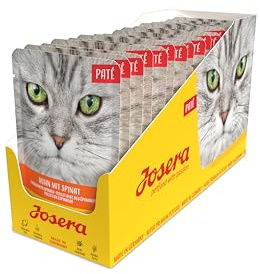Josera Paté Pollo con Espinacas, 16 x 85 g, Comida para Gatos sin Cereales con Aceite de salmón, Comida húmeda súper Premium para Gatos Adultos, Paquete de 16