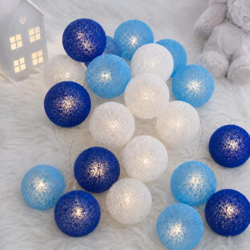 Zodight Fairy Lights LED String Lights Plug in Indoor - 3.8M 20 Pcs Cotton Ball String Lights White Xmas Fairy Lights Starry Wall Light Wedding Party Home Christmas Decoration