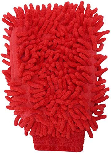 Hinleise Guante de lavado de coche de limpieza de guantes de microfibra rojo guante limpiador
