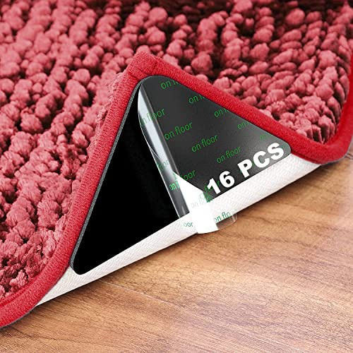 Urvoix 16 Stück Teppich Ecken, Wiederverwendbarer und Waschbar Teppichgreifer, Anti-Curling Rug Gripper für Teppiche, Compatibel mit Hartholz, Laminat und Fliesenböden (Schwarz)