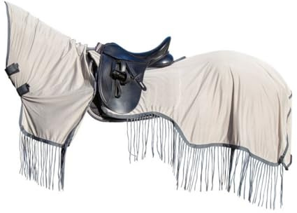 HKM Fringes Style, abn. Halsteil Fliegenausreitdecke, Silber/Grau, 115