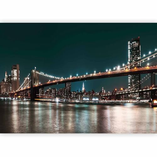murando - Carta da Parati Adesiva New York City 294x210 cm Fotomurali Adesivi Murali Rivestimento Parete Moderna per Pareti Adesiva Muro Decorativo Fotomurale Soggiorno Brooklyn Bridge Notte