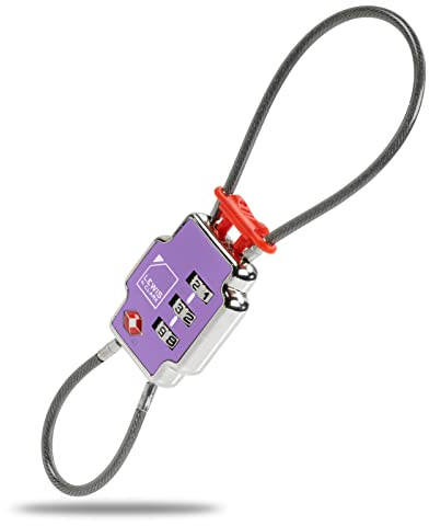 Lewis N Clark 3X Security Lock TSA Luggage Locks for Suitcases, Carry On, Laptop Bag, Set Combo to Create Secure Padlock for Travel, Vacation, Business, or Backpacking, Purple, 1 Pack