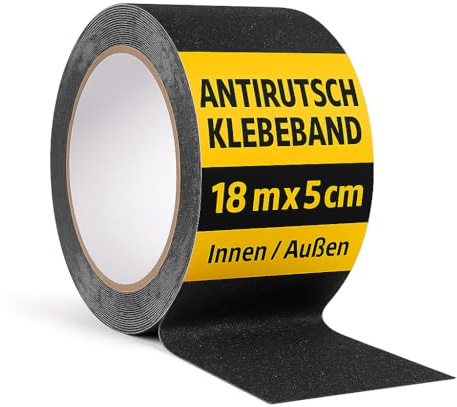 notlok Safety Work nastro antiscivolo per interni e (5 cm x 18 m, 0,8 mm nero), esterni, strisce antiscivolo, adesivi antiscivolo, antiscivolo, autoadesivo, scaletta per doccia