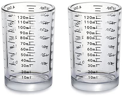 Measuring Cups 2 Pieces Small Measuring Cup with 4 Kinds of Scale Shot Glass Measuring Cup for Small Amount Liquid - 120 Millilitre
