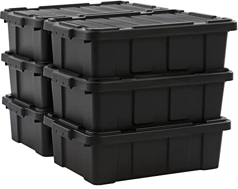 Iris Ohyama Heavy Duty Organisation Boxes, 25L, 6er-Set, Rot, Kompakt, Robust, Stapelbar, Aufbewahrungsbox, Für Garage, Regale, Umzug, Plastik, Utility, Werkzeugkiste, DDSKT-230