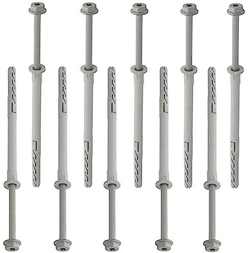 AERZETIX - C67140 - Satz von 10 Dübeln aus kunststoff Ø10x160 mm mit kragen + 10 selbstschneidende schrauben Ø7x170 mm mit kragen und sechskantkopf sternform TX40 - beton, ziegel, bohren, befestigen