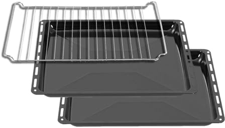 ICQN Backblech & Gitter Set 422 × 370 × 30 mm, Kompatibel mit Electrolux, AEG, IKEA, Zanussi & Juno, Emaillierte Backbleche für Backofen & Herd