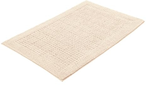 Kleine Wolke Badteppich NET Natur 70 x 120 cm | OEKO-TEX zertifiziert, rutschhemmende Unterseite, für Fußbodenheizung, maschinenwaschbar, 100% Baumwolle