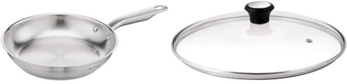 Tefal Virtuoso Pfanne E49204 | 24 cm | 10 Jahre Garantie & Glasdeckel 24 cm, Edelstahlfassung, Spülmaschinenfest, Dampfventil, Thermokunststoffgriff, 28097512