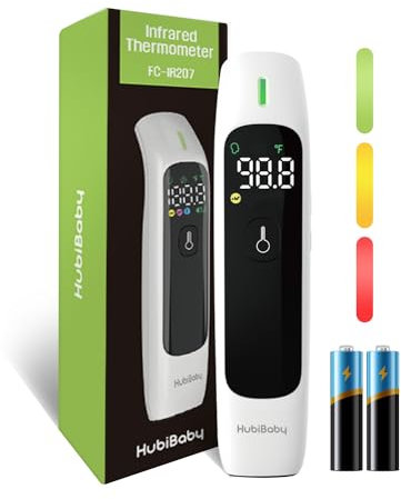 HuBDIC Hubibaby No-Touch Forehead Thermometer, Digital Infrared Thermometer for Adults and Kids, Touchless Baby Thermometer with Age Range Mode, Large LED Display and 35 Memory Function, FC-IR207