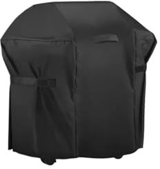 Cubierta para parrilla de barbacoa negra resistente 210D, impermeable, protector de lluvia, cubierta redonda (110 x 66 x 76 cm), duradera y resistente a la intemperie para uso en exteriores