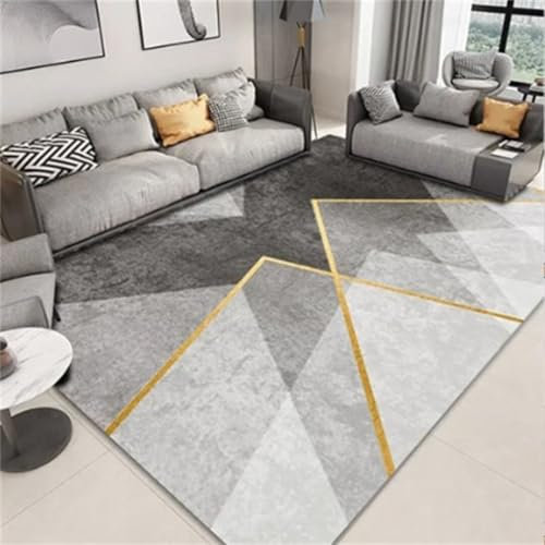 ROSURUG Hochflor Teppich Küchendeko Teppich Lang Geometrische Linien, Schlichtes Design, Wohnzimmerteppich, antiallergisch und waschbar Deko Teenager Mädchen Zimmer(Grau 90X160cm)