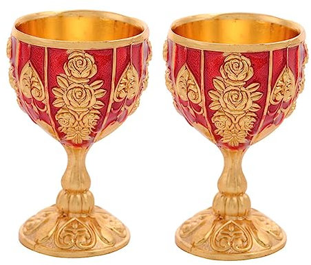 Amosfun 2 Piezas de Cáliz de Vino de Estilo Vintage con Diseño de Flores Rosas para Decoración de Bodas Fiestas Bares Y Oficinas