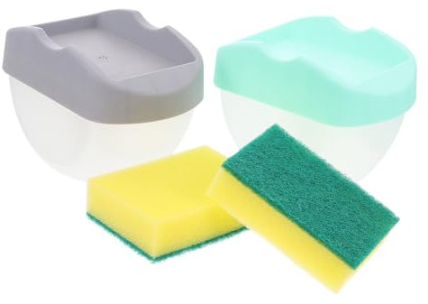STOBAZA 2sätze Seifenbehälter Spülmittelbox Flüssigseifenbox Essenzbox Spender Zum Herunterdrücken Für Küche Und Bad Lagerung Box Transparent Design
