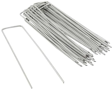 Harbour Housewares U-Shaped Weed Control Membrane Pegs - 6 (150mm) - 100x Galvanised Metal Garden Gardening Grass Fabric Netting Matting Mat Cover Ground Sheet Tent Pins Stakes Staples