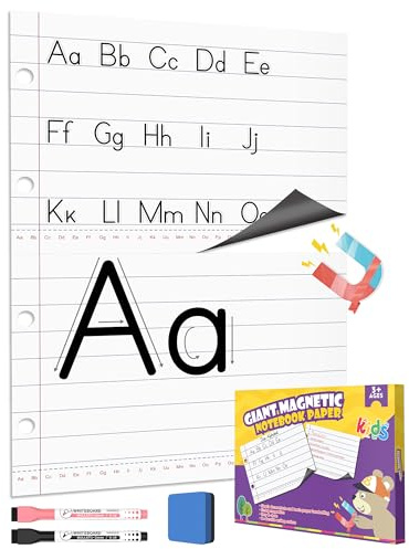 Gotoofun Giant Magnetic Notebook Paper White Line, Dry Erase Handwriting Chart, Lined Paper for White Board Accessories, Classroom Teacher Must Haves, Elementary, Essential Homeschool Teaching