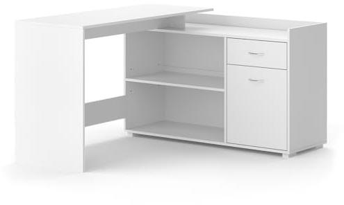 Vicco Eckschreibtisch Noira, Weiß, 135 x 77 cm