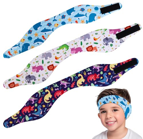 Bubuny Swimming Headband 3 Pcs, Swim Ear Band Protection Cover, Adjustable Elastic Swim Hair Guard for Kids Adults, Ear-Band Swimmer Protection, S L Size