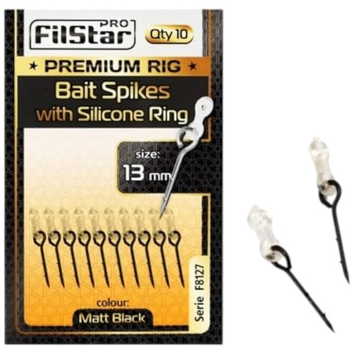 PRO FILSTAR Bait Spikes mit Silikon Ring 10x13mm Angelhaken Boilies Spikes | Angeln Karpfen Zubehör - Boilie Haken - Boilie Nadel - Pop Up Boilies - Angelzubehör für Feeder – Karpfenangeln