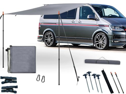 Auvent Caravane Auvent pour Voiture V-w T5 Camping Auvent Voiture Voile D'ombrage avec Passepoil (4-6mm) T4 T6 Imperméable Anti UV Tente Barres Bande Tempête pour Auvent