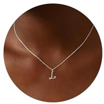 SLOONG Mädchen Geschenke 4 5 6 7 8 9 10 11 Jahre, Halskette Damen Silber 925 Kette mit Buchstaben Hypoallergene Silberkette Damen 925 mit Anhänger L Kette Silber Schmuck Teenager Mädchen Geschenke