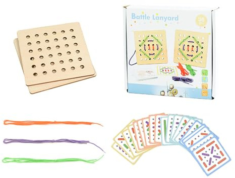 Toddler Lacing Toy – Wooden Threading Game for Preschool Learning, Early Skills Development | Hands-On Educational Activity Toy for Boys andGirls to Improve Dexterity, Confidence andCoordination