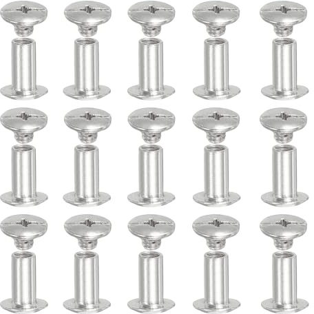 YELARXI Chicago Screws, Leather Rivets, Screw Rivets Phillips Binding Post - Fitting for (Leather Crafts - Belt - Bag - Bookbinding) M5 x 10 mm & 80 Pack & Silver