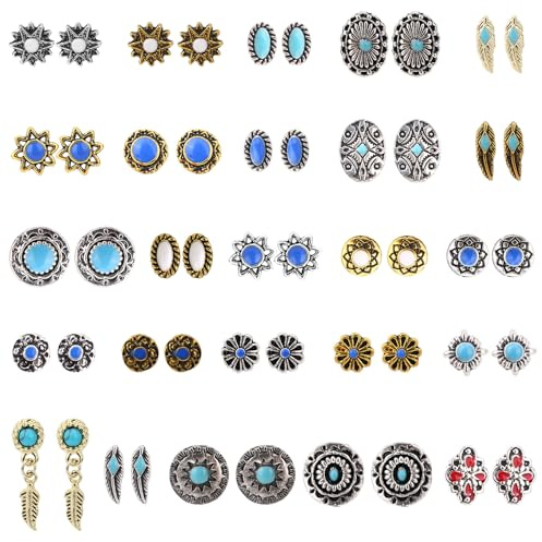 50pcs Breloques pour Ongles Turquoise, Vintage 3D Gemmes Ongles Western Style Cowboy Accessoires Nails pour Nails Gel Acrylique Décoration Manucure DIY