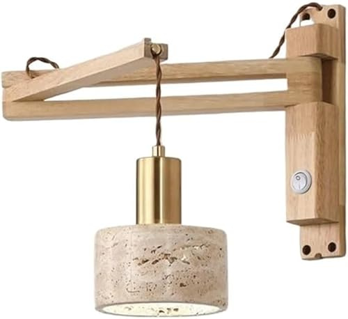 Lampade Pietra Naturale Wabi-sabi Giapponese Lampada Pieghevole con focaccine a Parete in Legno Solido E26/E27 l'ingresso dell'hotel Sfondo per Camera da Letto (Stile