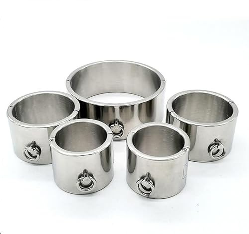 Hrekssi Abschließbar Schwere Metall Handschellen Halsband Fetisch SM Handcuffs Sex Bondage Set BDSM Fesseln Sklave Edelstahl Fußfesseln Bett SM Sexspielzeuge Für Männer Frauen Paare