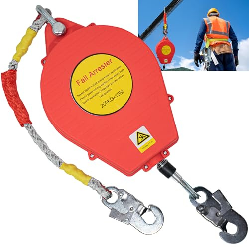 VFDZ Harnais de Securite Anti Chute Toiture Retractable, Stop Chute Toiture | 200kg Antichute a Rappel Automatique pour Travailler sur Toiture, 10m Dispositif Anti Chute a Rappel Automatique Retractable