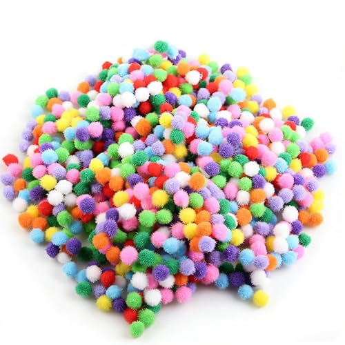 2000STK Mini Pompons zum Kindergarten Basteln, 5mm Pompoms Bunt Bommel Poms für Kinder DIY Kreative Handarbeiten Karneval Weihnachtsdeko Partydeko Girlanden Zubehör