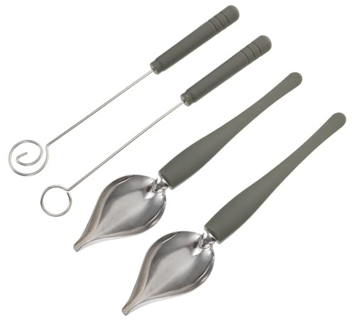 Homoyoyo 4 Stück Edelstahl Saucen Malset mit Großem und Kleinem Löffel Schokoladen Dekorierwerkzeuge für Kuchen Obst und Fondue Küchen Dip für Tellerdekoration und Süßigkeiten