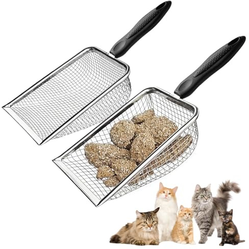 Cryptisg 2 Piezas Pala para Arenero de Gatos, Resistente y Duradero Pala Profesional para Arena para Gatos, Pale de Arena para Mascotas de Metal Exquisito Diseño, para Mascotas
