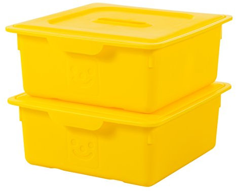 Iris Ohyama, Boîte de rangement plastique enfant, Lot de 2, 10 L, Sans BPA -KDL-330 - Jaune, Empilable - L33 x P31.5 x H13.5 cm