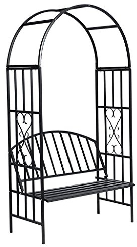Festnight Gloriette de Jardin Noire avec Banc