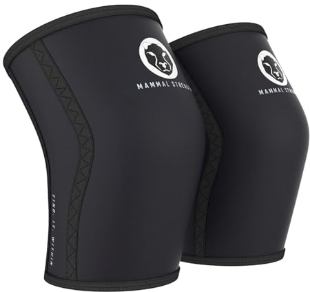 Mammal Strength Ginocchiere (1 paio) - V2 - Supporto per ginocchiere avvolgenti di alta qualità, compressione in neoprene da 7 mm (Back M)